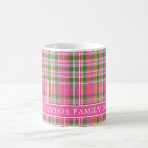 Pink Tartan Plaid Family Name Coffee Mug