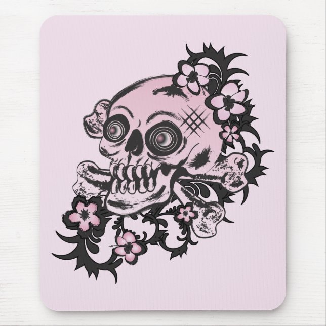 Pink Tattoo Skull Mouse Mat (Front)