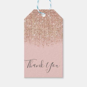 Pink Taupe Bronze Gold Glitter Glam Party Favour Gift Tags