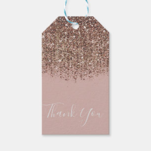 Pink Taupe Bronze Gold Glitter Glam Party Favour Gift Tags