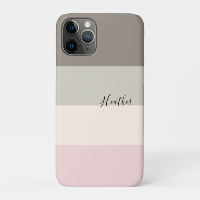 Pink Taupe Cream Colour Block Personalised Case-Mate iPhone Case (Back)