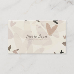 Pink & Taupe Hearts Modern Chic Whimsical Business Card