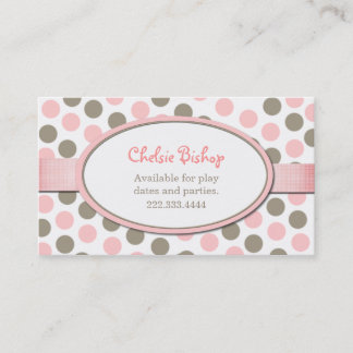 Pink & Taupe Polka Dot Play date card