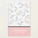 Pink Taupe Watercolor Floral 2019 Personalised Planner<br><div class="desc">This design features watercolor foliage and flower buds with a personalised name and year in white on a pink background. Personalise by editing the text in the text boxes or delete for no text. View our other gift ideas in our store.</div>