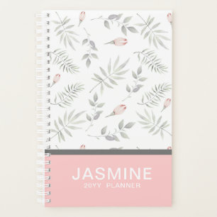 Pink Taupe Watercolor Floral 2019 Personalised Planner