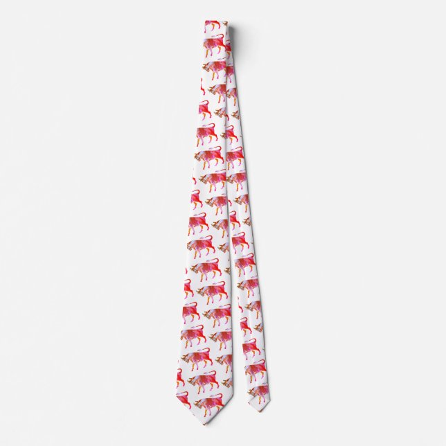 Pink Taurus Zodiac Sign Tie (Front)