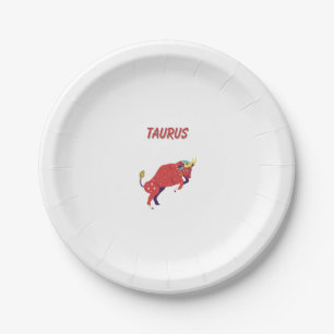 Pink Taurus, zodiac, star sign print Paper Plate