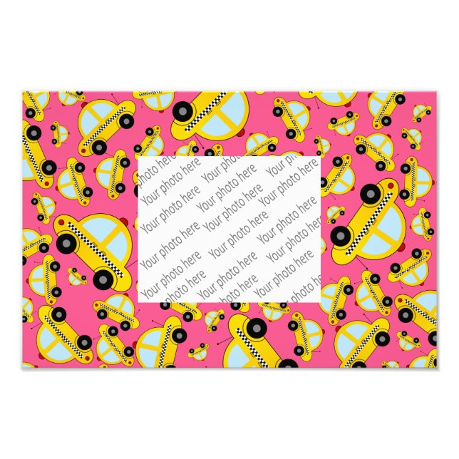 Pink taxi pattern photo print (Front)