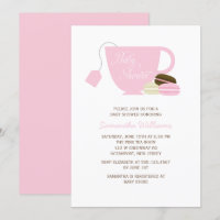Pink Tea Cup and Macarons Girl Baby Shower