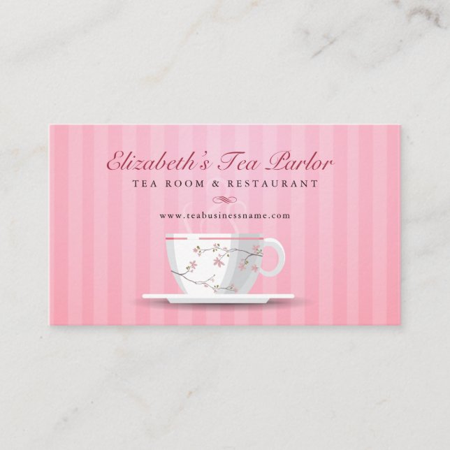 Pink Tea Cup Business Card (Front)