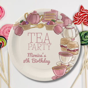 Pink Tea girl birthday party Paper Plate