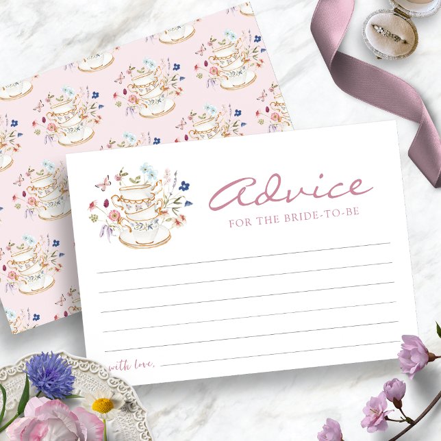 Pink Tea Party Advice Card (Pink Bridal Tea Party Advice Card by Painted Paperie
)
