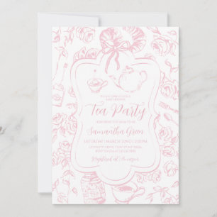 Pink Tea Party Baby Shower Invitation