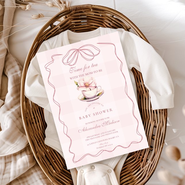 Pink Tea Party Baby Shower Invitation (Creator Uploaded)