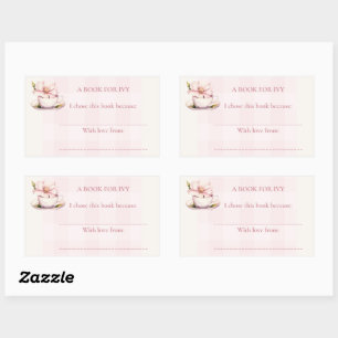 Pink Tea Party Baby Shower Rectangular Sticker