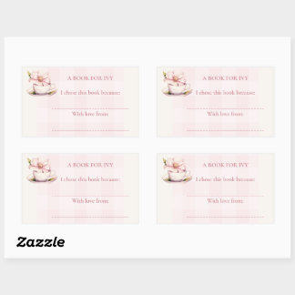 Pink Tea Party Baby Shower Rectangular Sticker