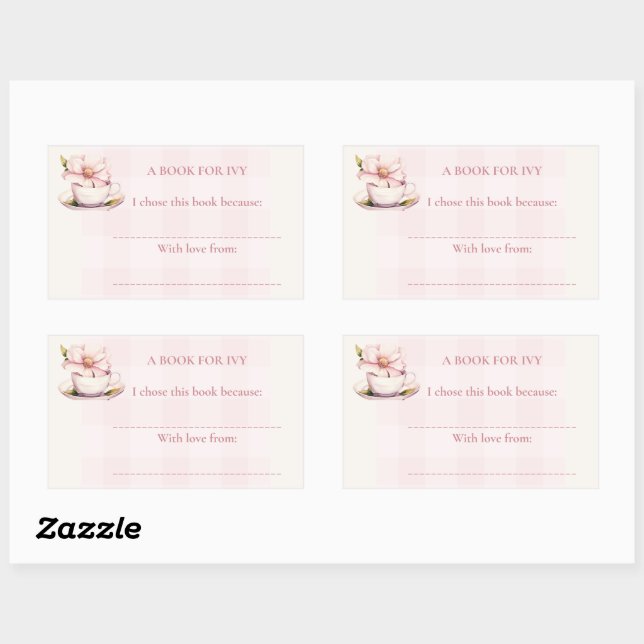 Pink Tea Party Baby Shower Rectangular Sticker (Sheet)
