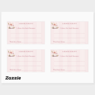 Pink Tea Party Baby Shower Rectangular Sticker