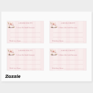 Pink Tea Party Baby Shower Rectangular Sticker