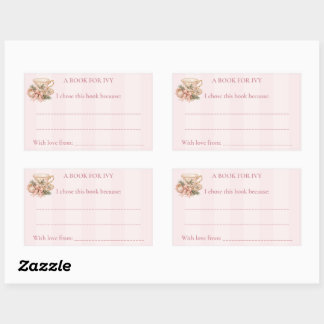 Pink Tea Party Baby Shower Rectangular Sticker