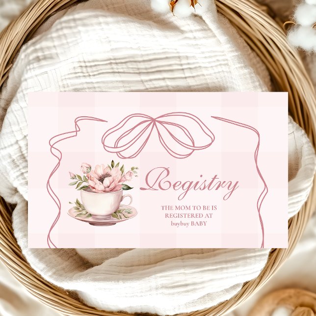 Pink Tea Party Baby Shower  Registry Enclosure Card (Creator Uploaded)
