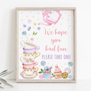Pink Tea Party Birthday Favour Sign