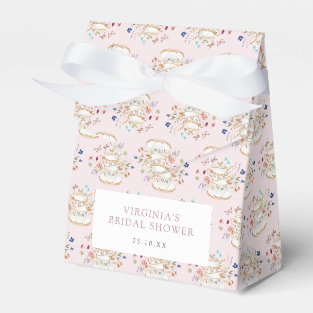 Pink Tea Party Bridal Shower Favour Box (Front Side)