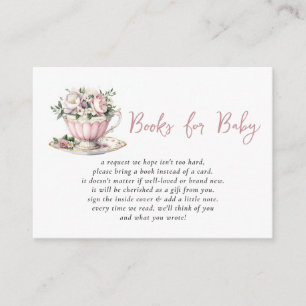 Pink Tea Party Girl Baby Shower Book Request  Enclosure Card