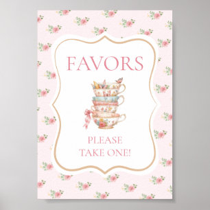 Pink Tea Party Shower Favour Poster