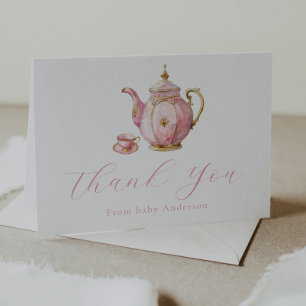 Pink Tea Party Thank You  Note Card