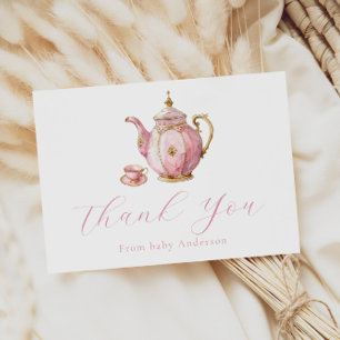 Pink Tea Party Thank You  Note Card