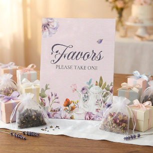 Pink Tea Party Theme Bridal Shower Favours Pedestal Sign
