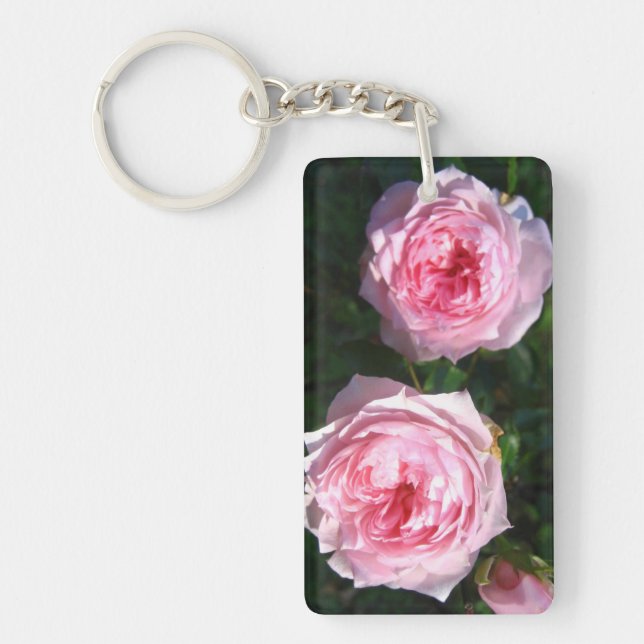 Pink Tea Rose Keychain (Front)
