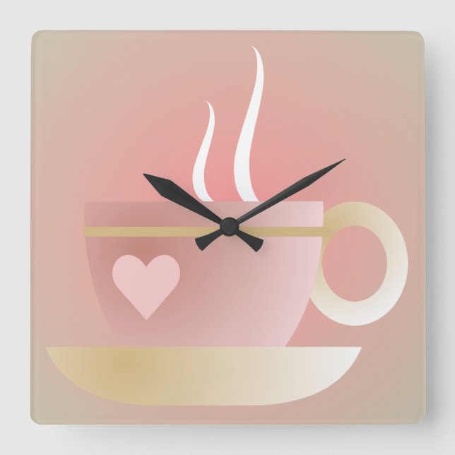 Pink Teacup and Heart Wall Clock (Front)