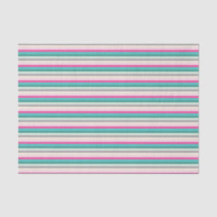 Pink Teal and Grey Striped Tissue Paper