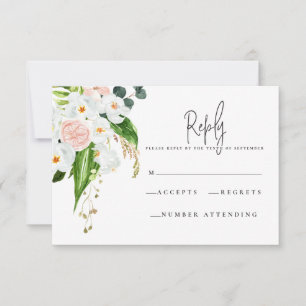 Pink, teal and orchid tropical floral R.S.V.P RSVP Card