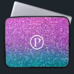 Pink Teal Aqua Blue & Purple Sparkly Glitter Laptop Sleeve<br><div class="desc">Custom design</div>