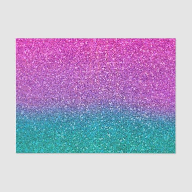 Pink Teal Aqua Blue & Purple Sparkly Glitter Tissue Paper (Front)