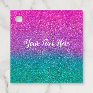 Pink Teal Aqua & Purple Sparkly Glitter Sweet 16 Favour Tags