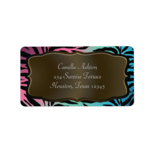 Pink Teal Blue Zebra Address Labels