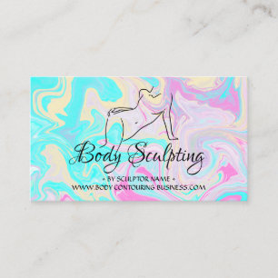 Pink teal Body sculpting contouring spa woman Business Card