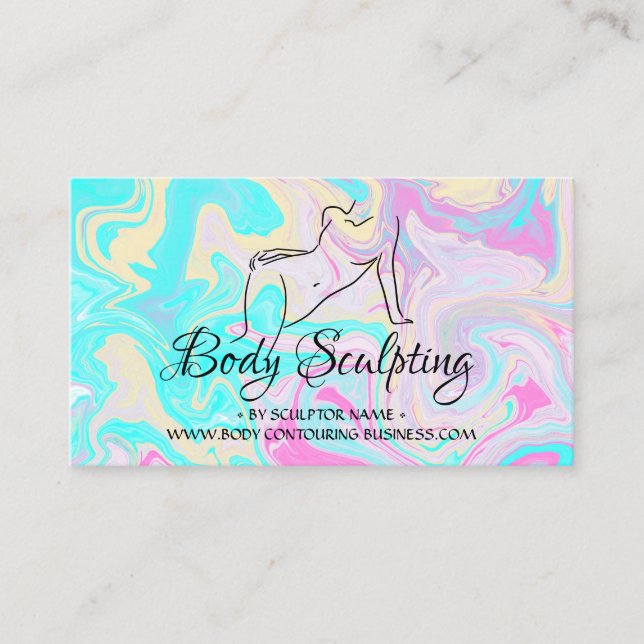 Pink teal Body sculpting contouring spa woman Business Card (Front)
