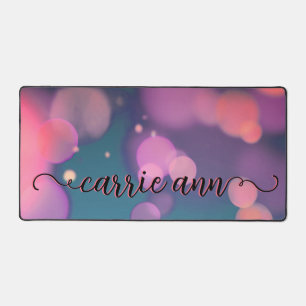 Pink & Teal Bokeh Desk Mat