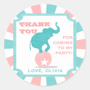 Pink Teal Carnival Party Big Top Favour Sticker