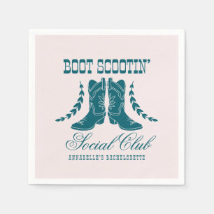 Pink Teal Cowgirl Bachelorette Social Club Napkin