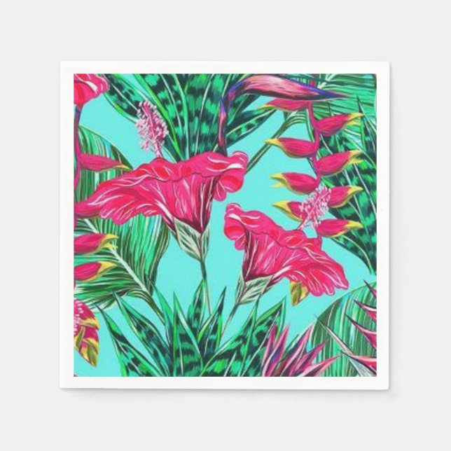 Pink & Teal Floral  Napkin (Front)