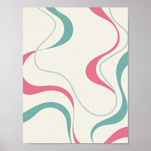 Pink & Teal Fluid Waves  Poster