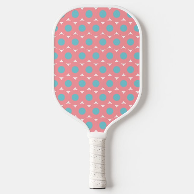 Pink Teal Green Dots Pickleball Paddle (Front)