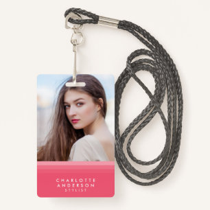 Pink & Teal Layered Photo ID Badge