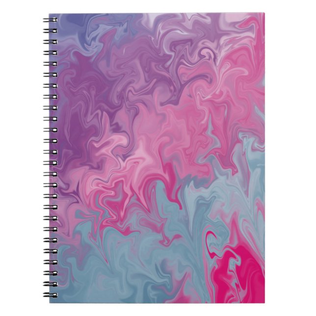 Pink & Teal Liquid Marble Abstract Pattern Notebook (Front)